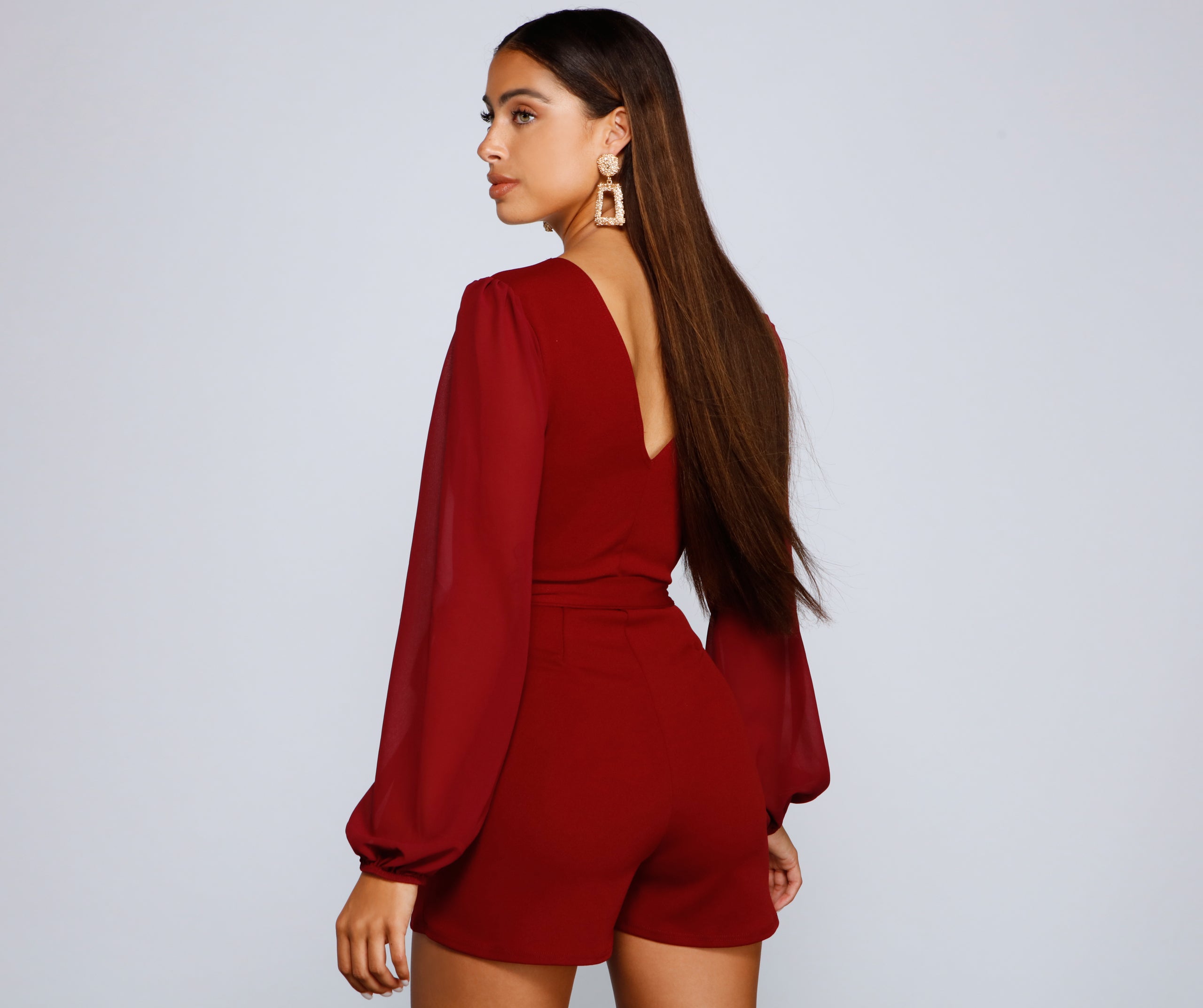Perfectly Poised Plunging Chiffon Romper - Image 14