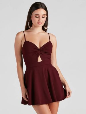 Trendy Twist-Front Skater Romper