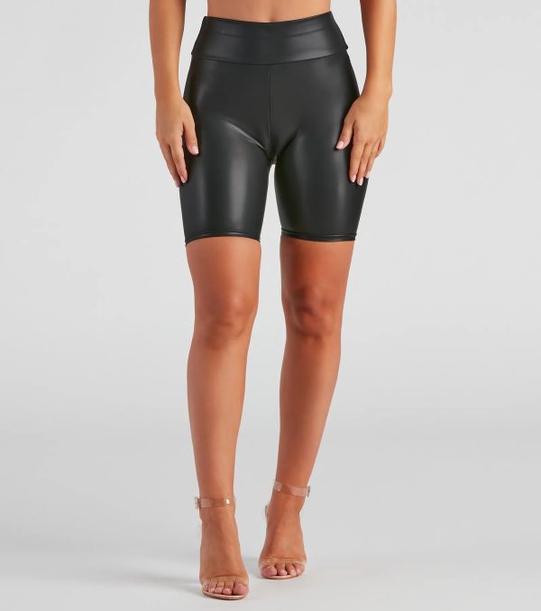 Faux Leather Biker Shorts - Image 2