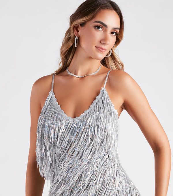 Spark Up The Glamour Sequin Fringe Romper - Image 4