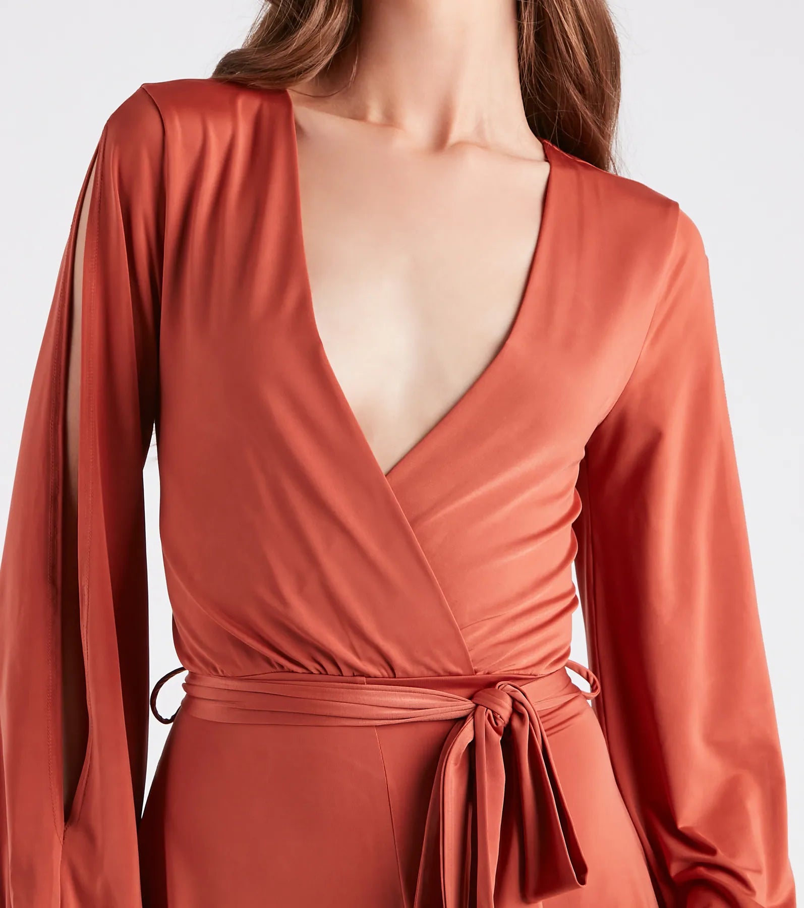 Sweet Talks Plunge Neck Split Sleeve Romper - Image 8