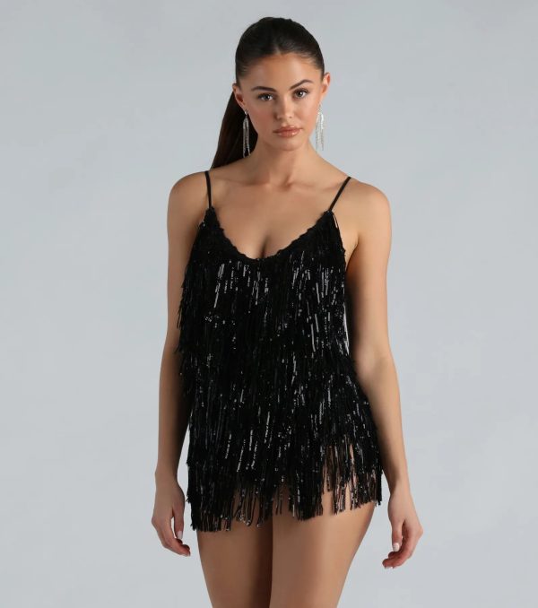 Spark Up The Glamour Sequin Fringe Romper - Image 9