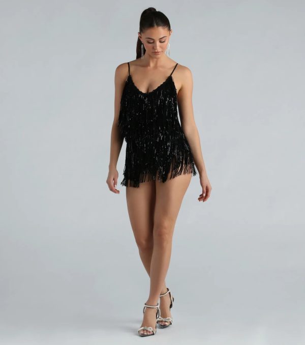 Spark Up The Glamour Sequin Fringe Romper - Image 11