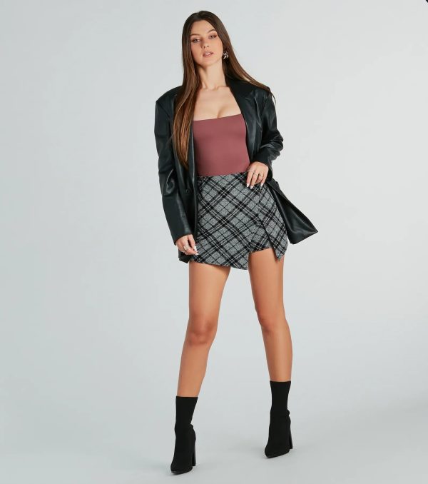 Preppy Plaid Babe High Rise Slit Skort - Image 2
