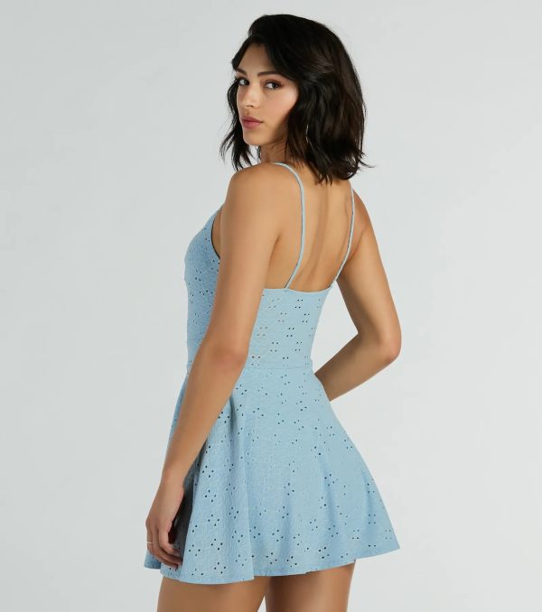 Sweet Life Twist Eyelet Lace Skater Romper - Image 2