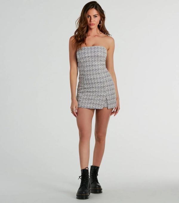 Posh On The Scene Strapless Plaid Skort Romper - Image 7