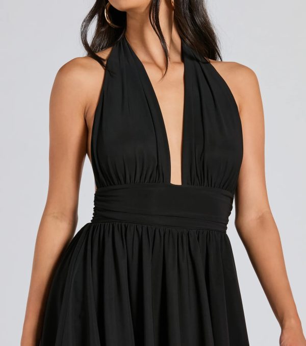 50s Icon Halter Plunge Neck Skater Romper - Image 7