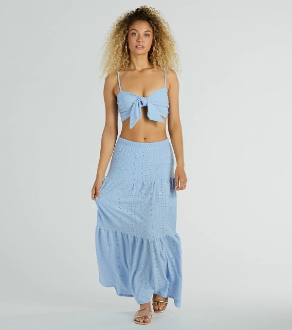 Spring Breeze Ruffled Eyelet Maxi Skirt - Image 5