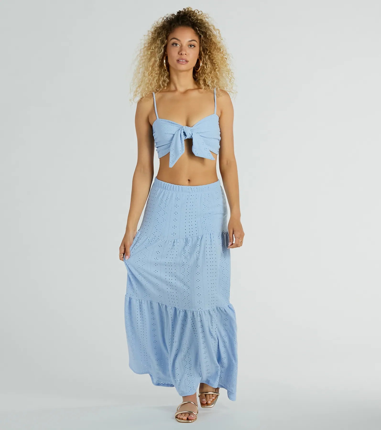 Spring Breeze Ruffled Eyelet Maxi Skirt - Image 5