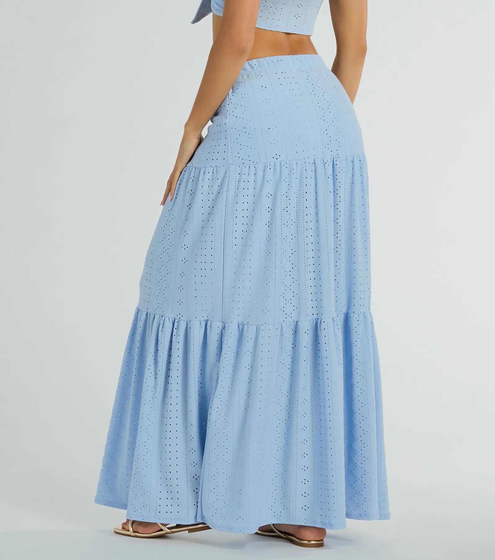 Spring Breeze Ruffled Eyelet Maxi Skirt - Image 7