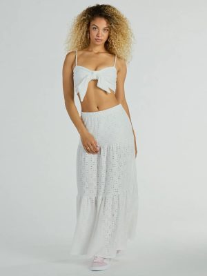 Spring Breeze Ruffled Eyelet Maxi Skirt