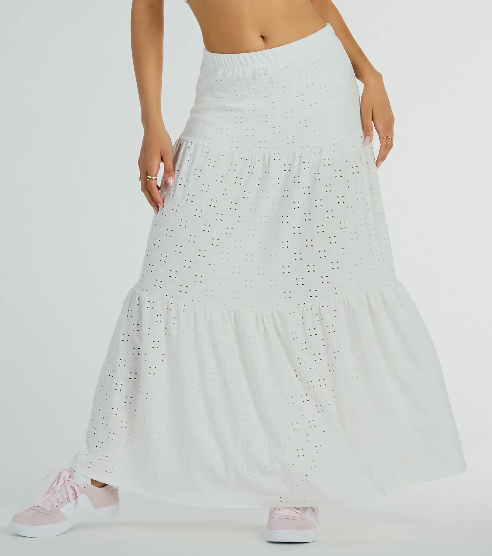 Spring Breeze Ruffled Eyelet Maxi Skirt - Image 2