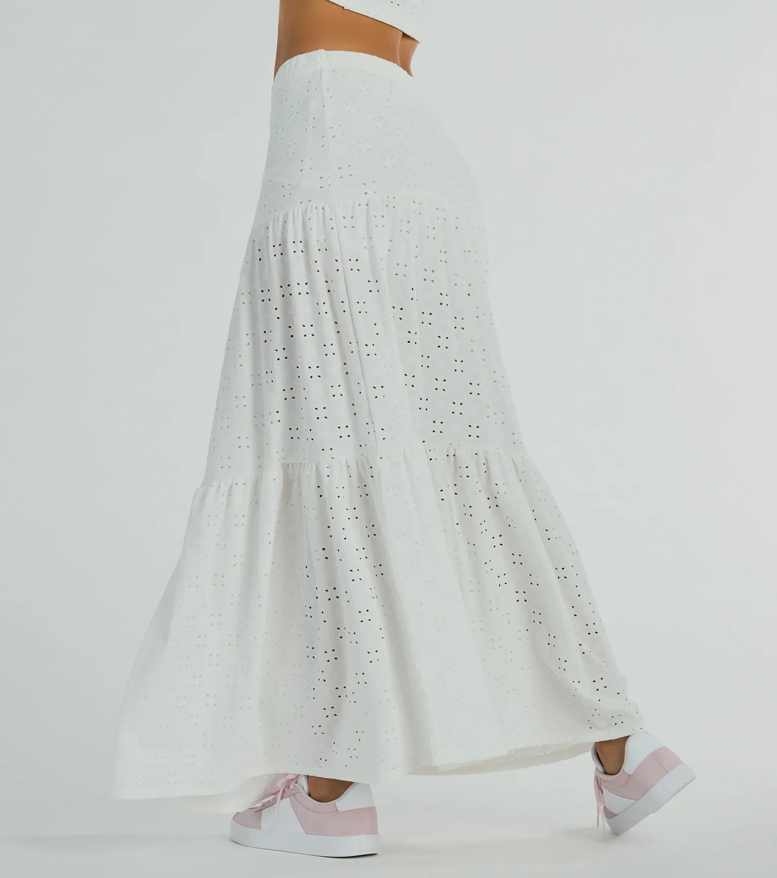 Spring Breeze Ruffled Eyelet Maxi Skirt - Image 3