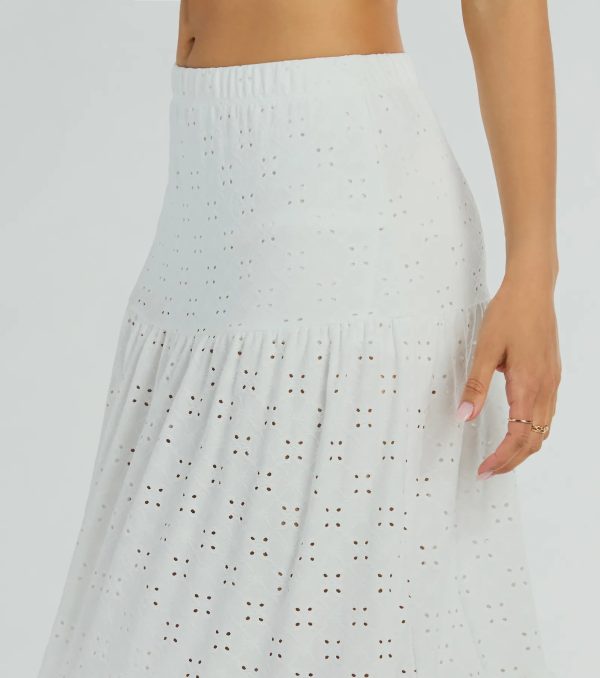 Spring Breeze Ruffled Eyelet Maxi Skirt - Image 4