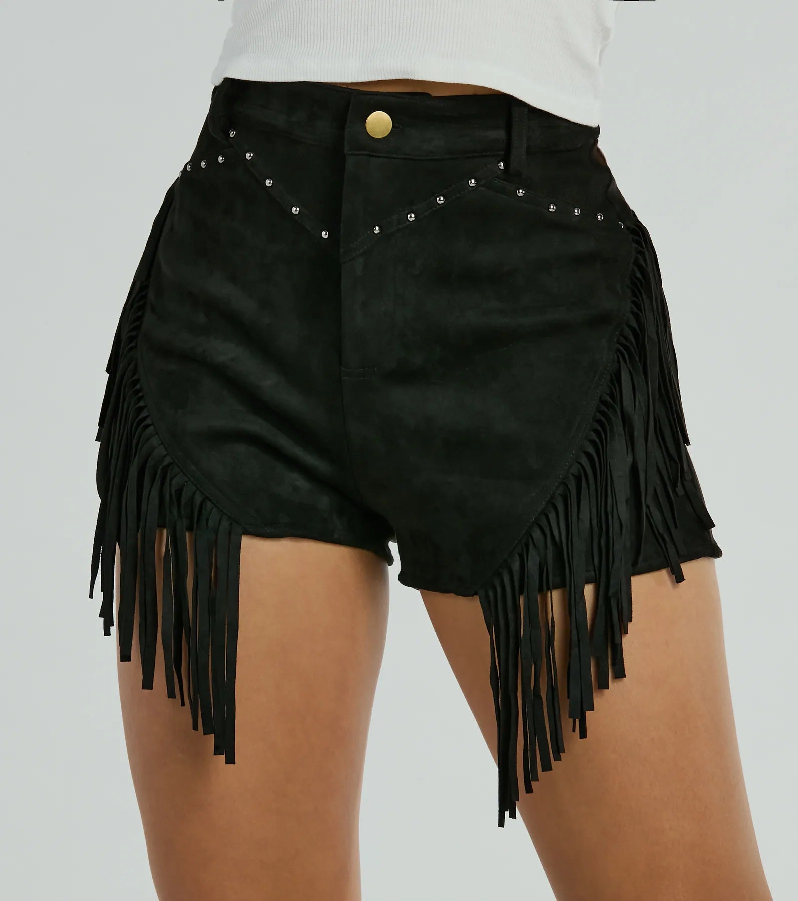 The High Road High-Rise Fringe Faux Suede Shorts - Image 8