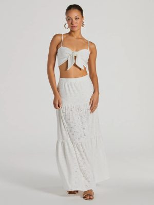 Vibe Of Summer High Rise Eyelet Maxi Skirt