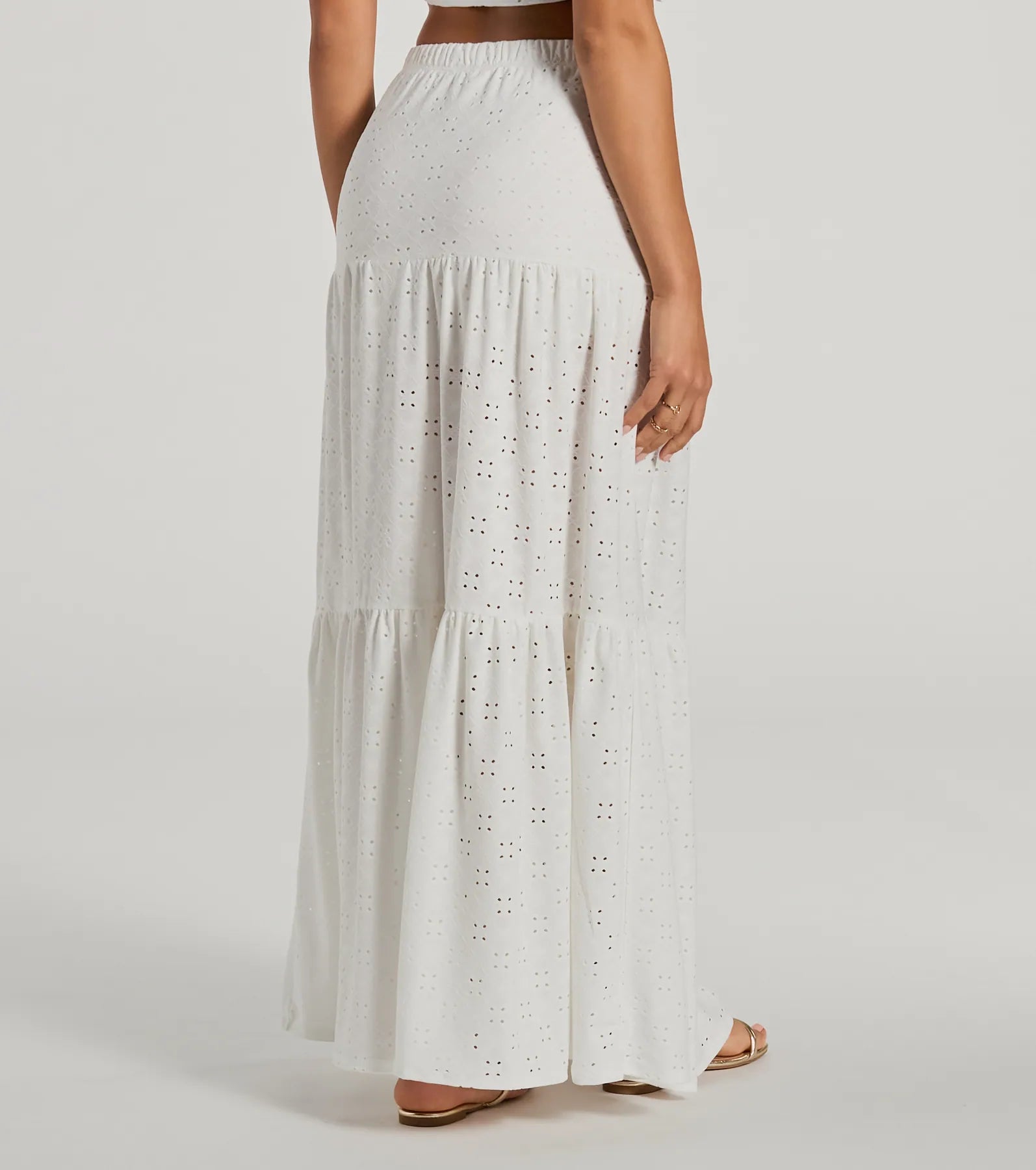 Vibe Of Summer High Rise Eyelet Maxi Skirt - Image 2