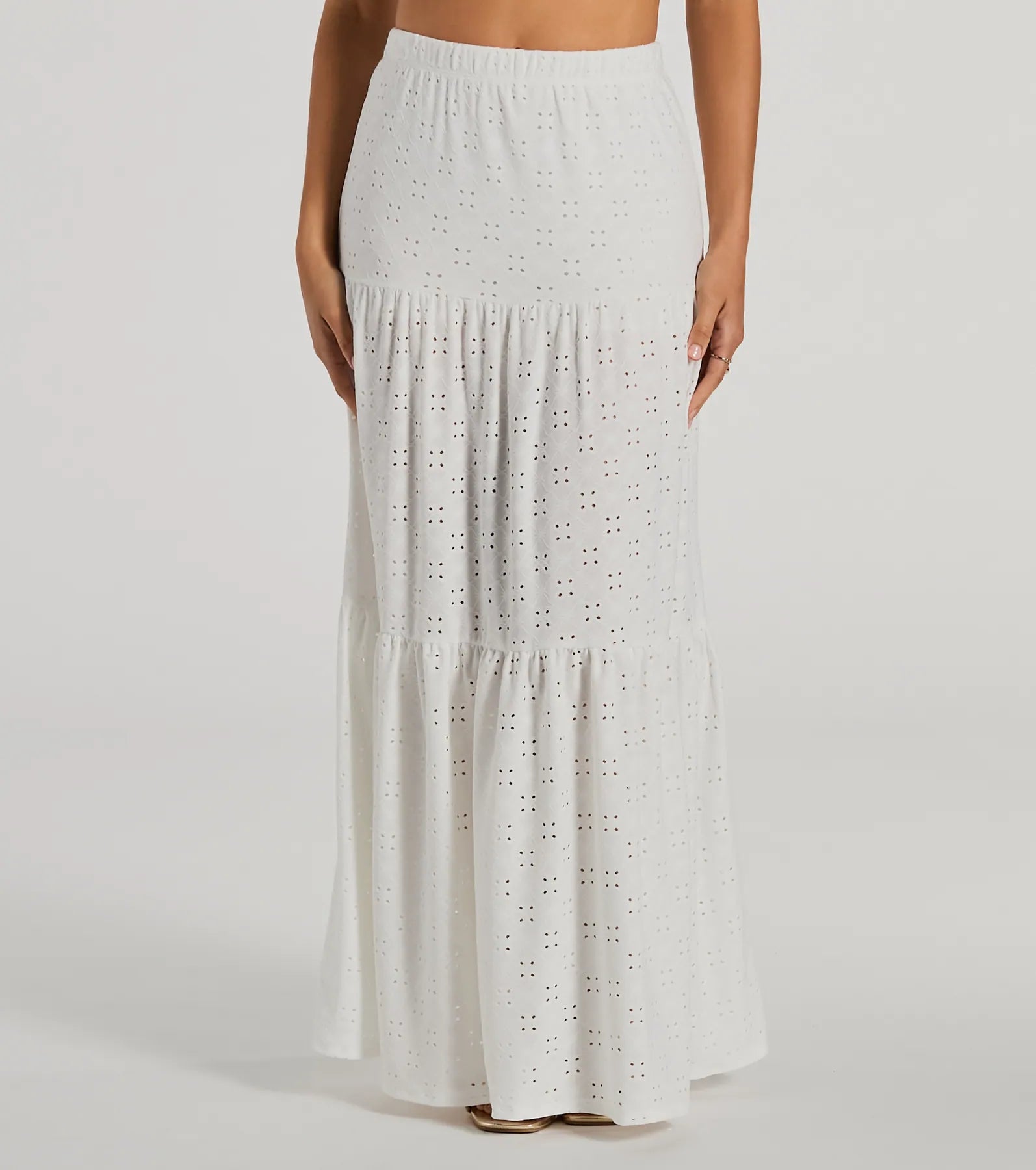 Vibe Of Summer High Rise Eyelet Maxi Skirt - Image 4