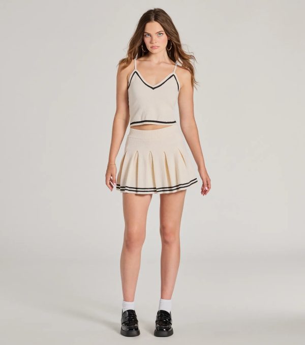 Preppy Please Striped Pleated Knit Skort - Image 5