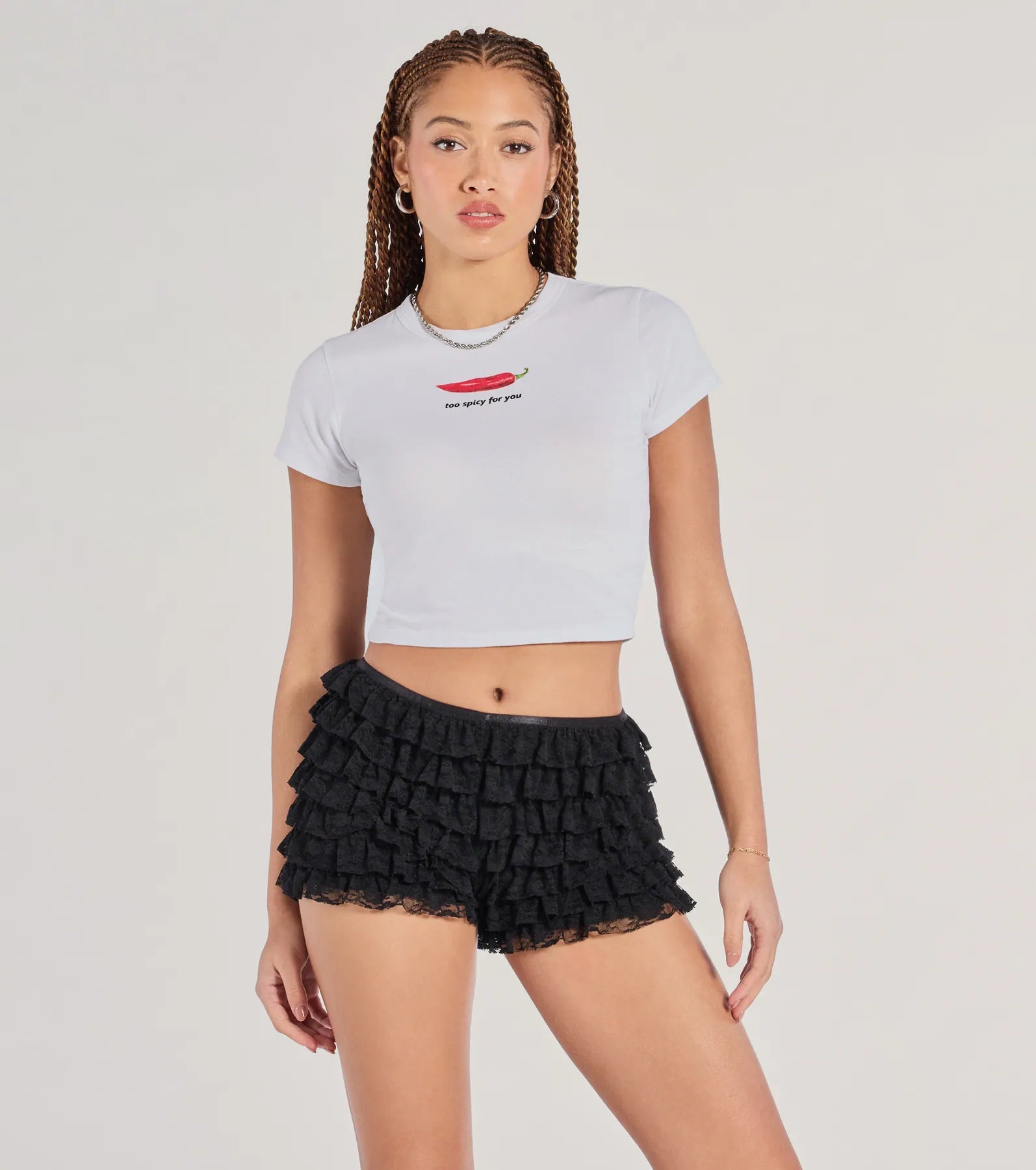 Chic Fairytale Tiered Lace Hot Shorts - Image 2