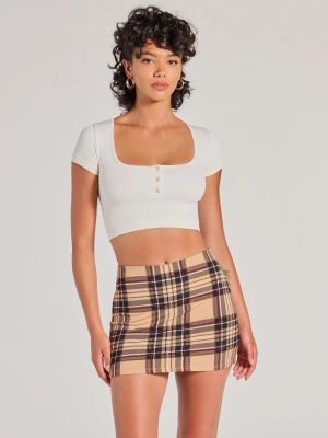 Adorable Pose High-Rise Plaid Mini Skort