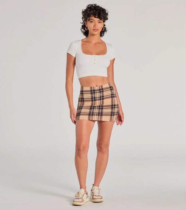 Adorable Pose High-Rise Plaid Mini Skort - Image 3