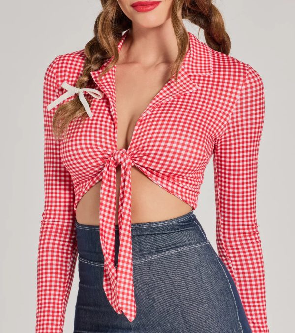 Rodeo Cowgirl Gingham Tie-Front Romper - Image 4