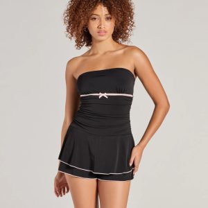 Little Crush Sleeveless Bow Pleated Romper