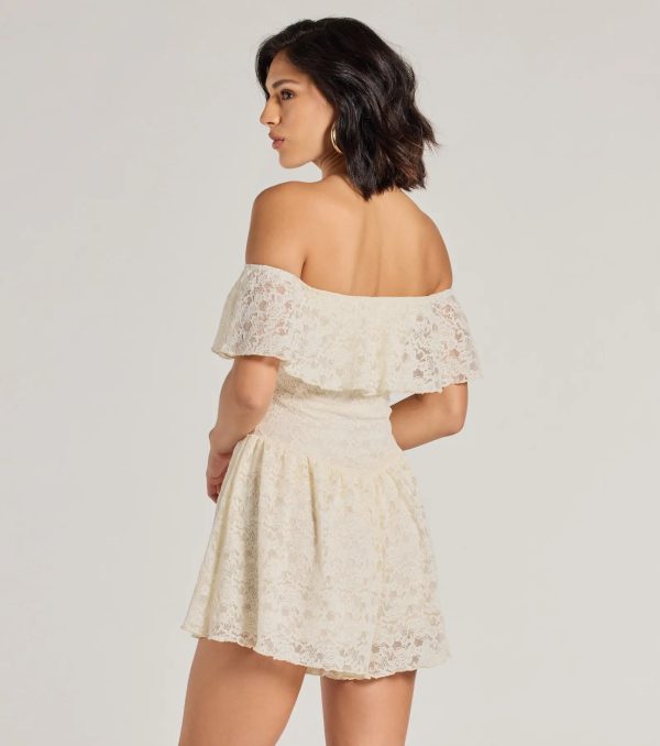 Boho Lace Off-The-Shoulder Drop Waist Romper - Image 2