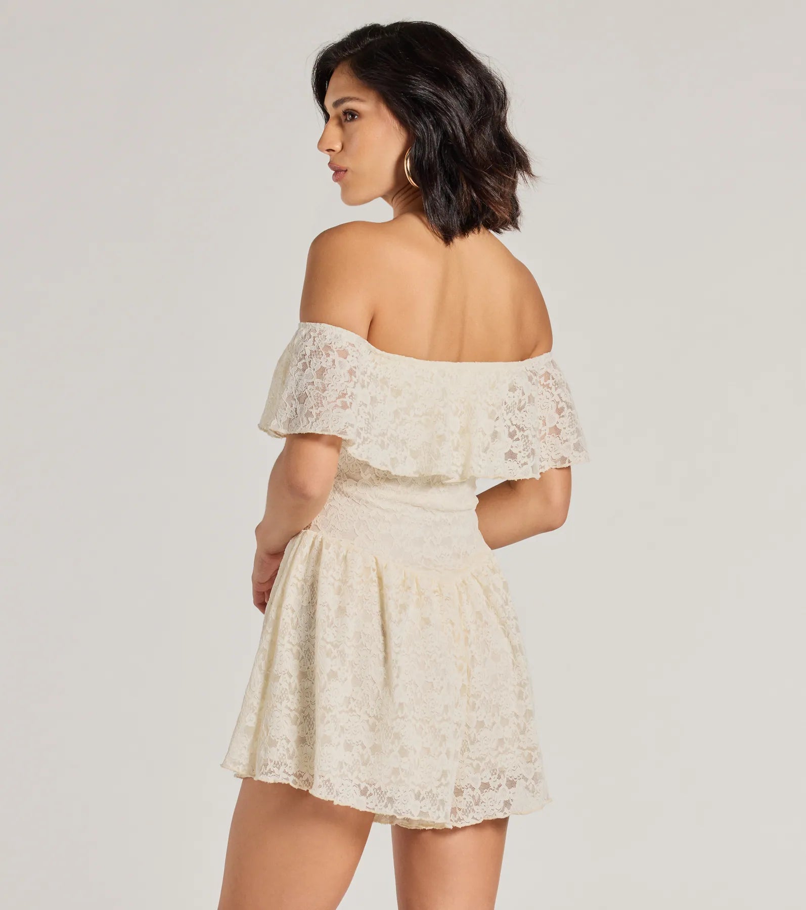 Boho Lace Off-The-Shoulder Drop Waist Romper - Image 2