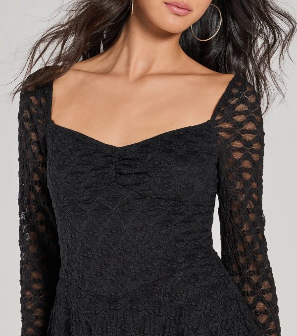 Feel The Romance Long Sleeve Lace Skater Romper - Image 5