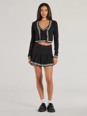 Preppy Please Striped Pleated Knit Skort