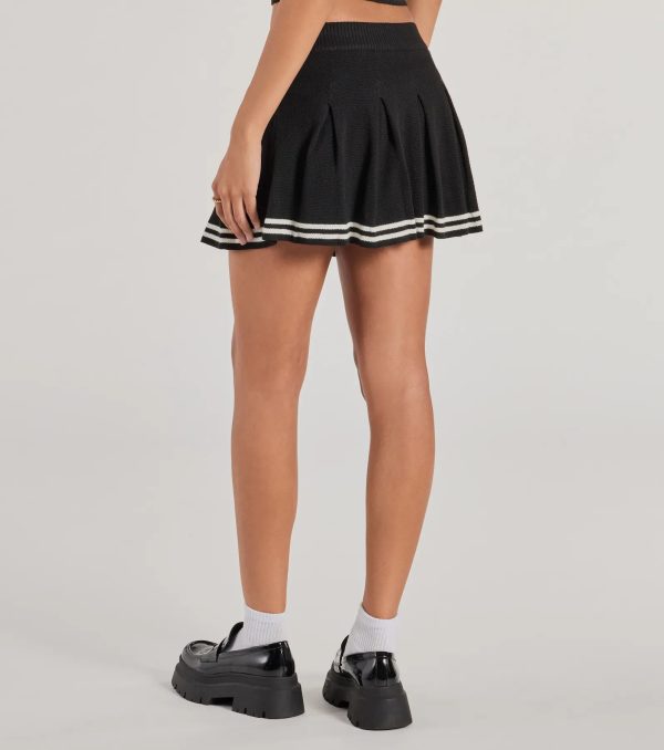 Preppy Please Striped Pleated Knit Skort - Image 2