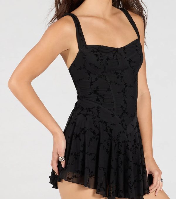 Flirty Instinct Flocked Floral Velvet Ruffle Romper - Image 4