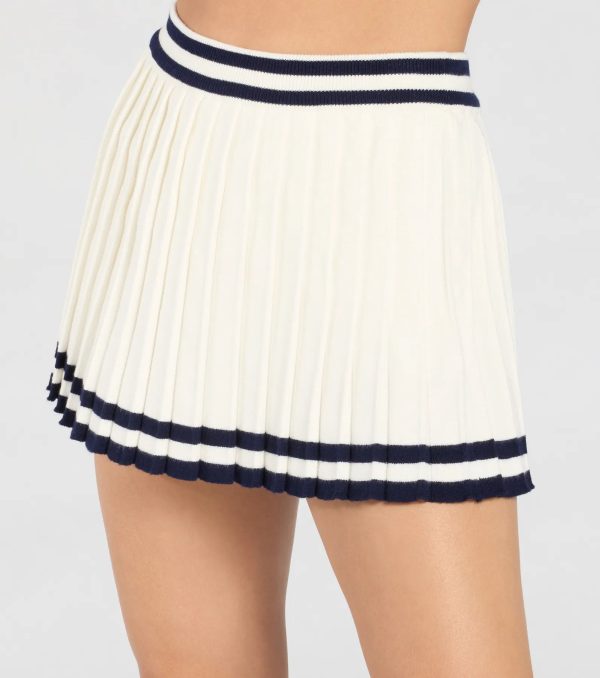 Preppy Demure Pleated Striped Knit Skort - Image 4