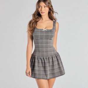 Perfect In Plaid Drop Waist A-Line Romper
