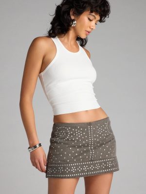 It-Girl Energy Studded Denim Mini Skirt