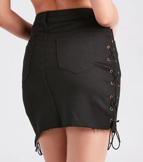 Elise Lace-Up Denim Mini Skirt by Windsor Denim - Image 3