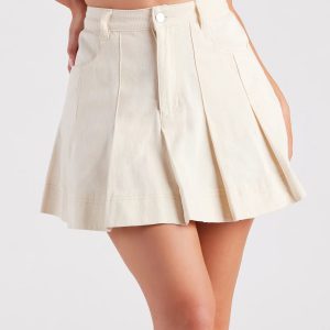 If You Pleats Denim Mini Skirt