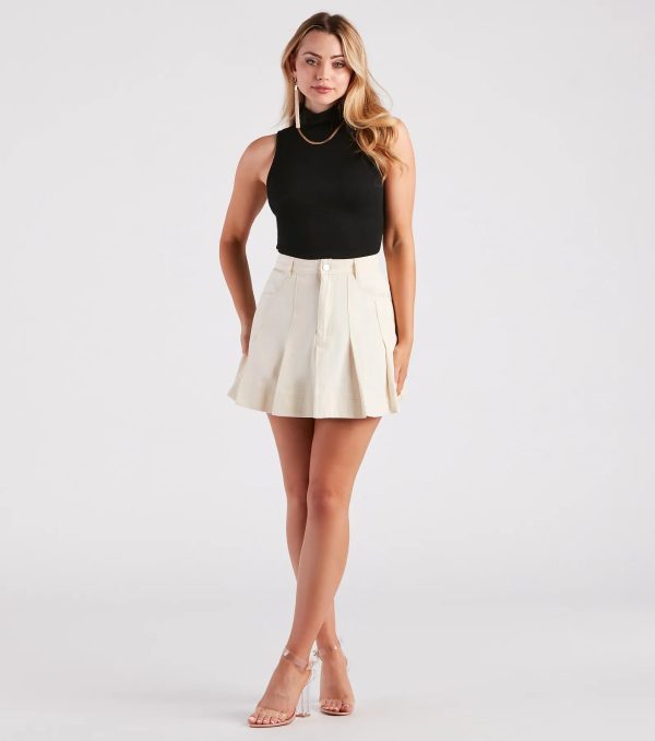 If You Pleats Denim Mini Skirt - Image 2