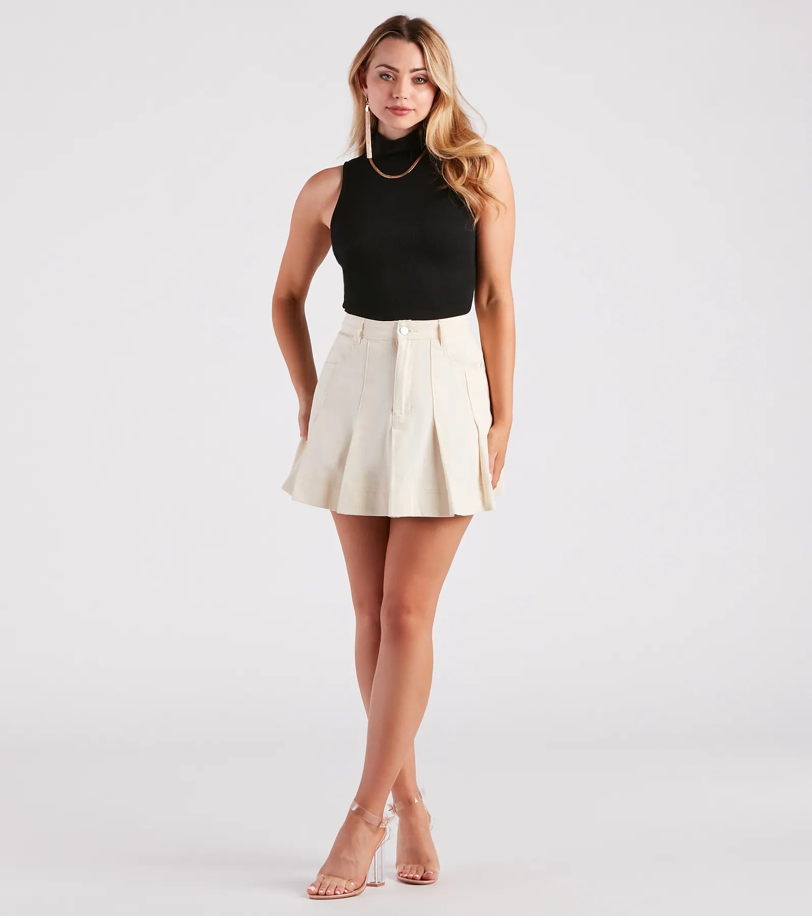 If You Pleats Denim Mini Skirt - Image 2