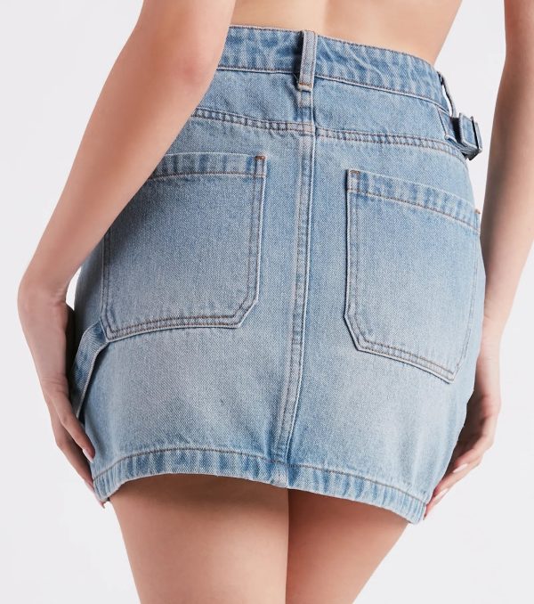 Casual Trendy Style Denim Mini Skirt - Image 3