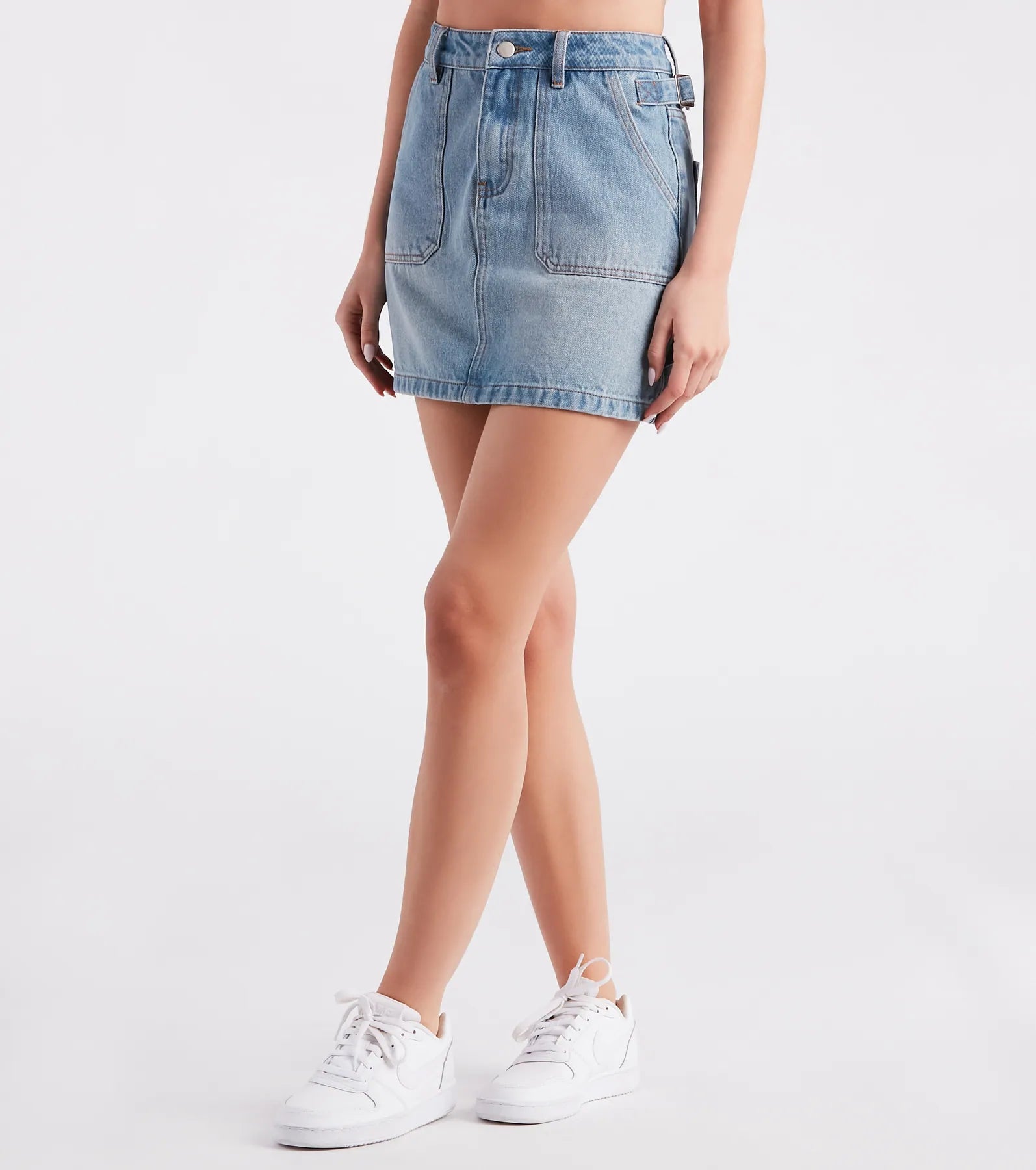 Casual Trendy Style Denim Mini Skirt - Image 4