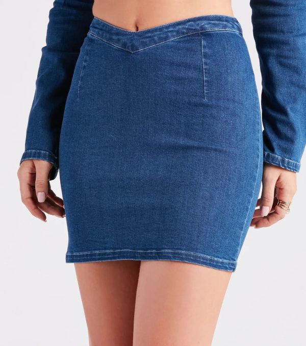 Ready. Set. Slay V-Waist Denim Mini Skirt