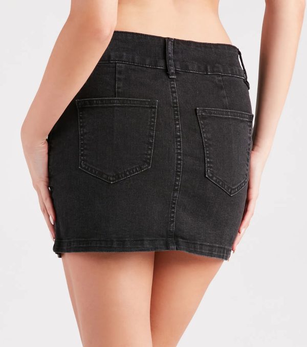 Trendy 'Fit Mid-Rise Denim Mini Skirt - Image 3