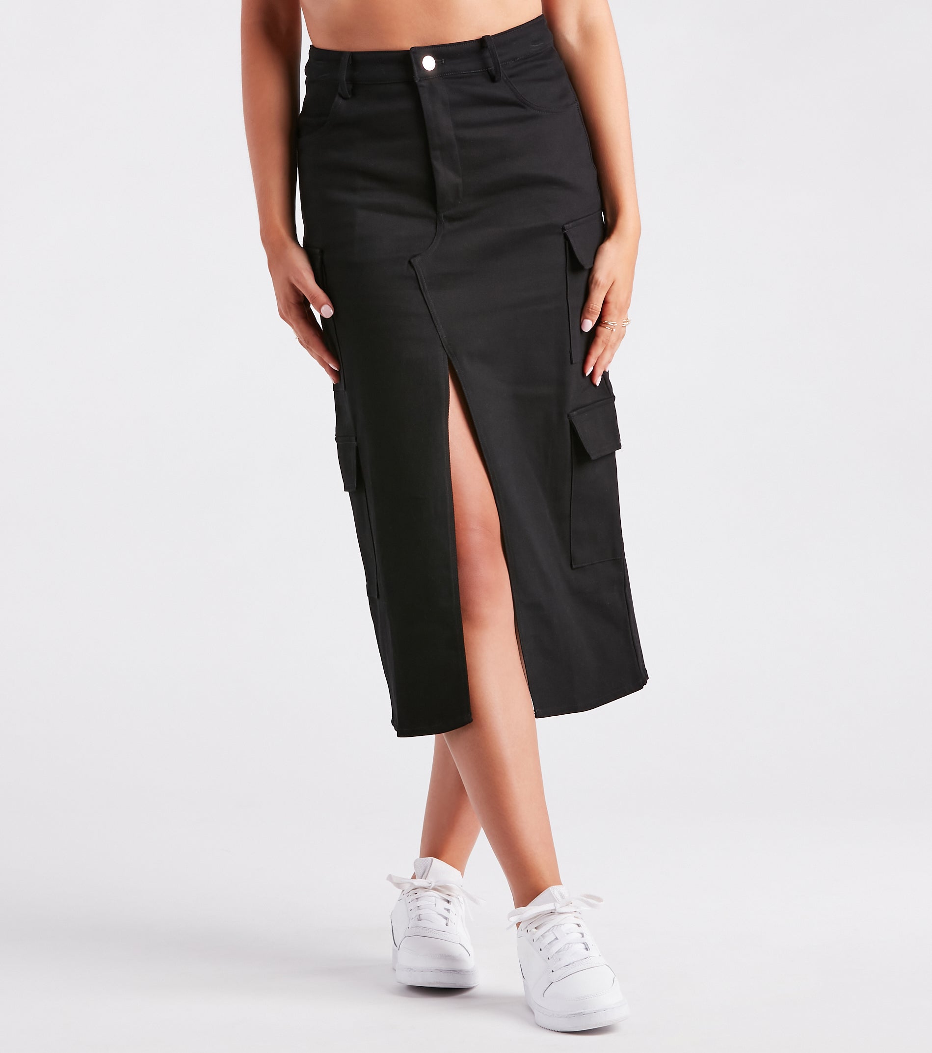 Stand In Command Cargo Denim Midi Skirt - Image 6