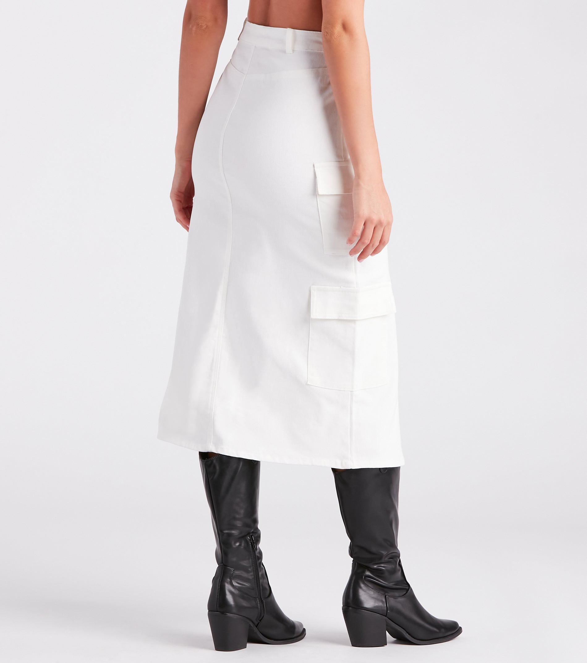 Stand In Command Cargo Denim Midi Skirt - Image 3