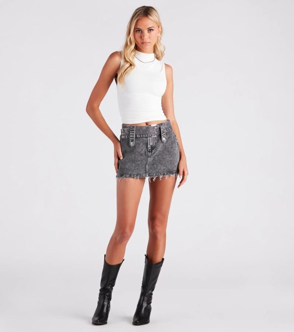 Cool-Girl Era Belted Denim Mini Skirt - Image 2