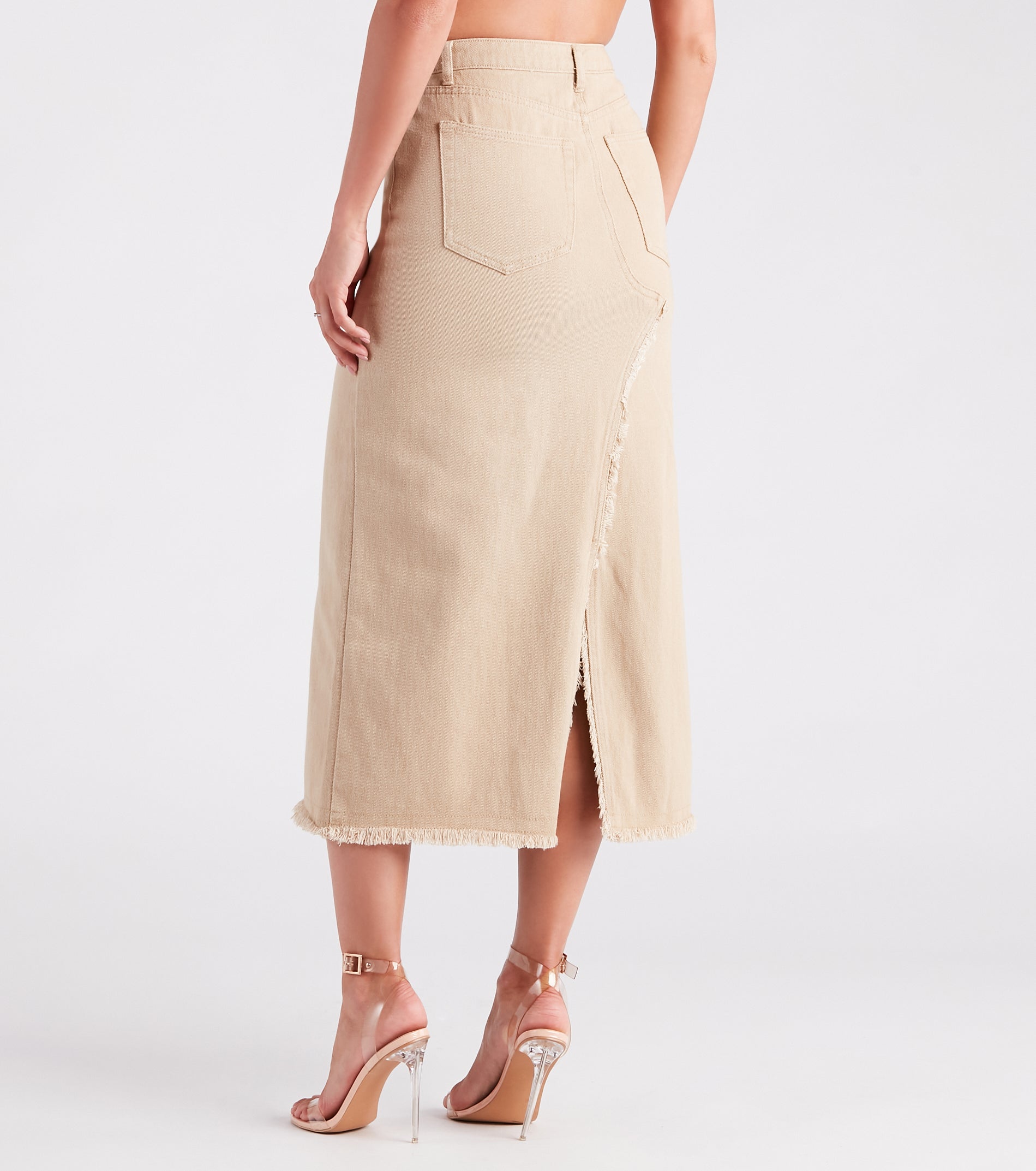 Babe In Denim High Slit Midi Skirt - Image 7