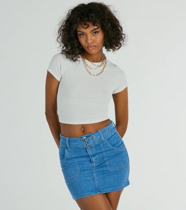 Trendsetting Look Belted Denim Mini Skirt - Image 4